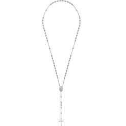 Sale Gabriel & Co. 27 Inch 925 Sterling Silver Cross Rosary Solid Men's Link Chain Necklace