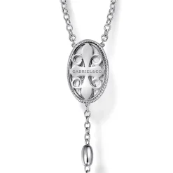 Sale Gabriel & Co. 27 Inch 925 Sterling Silver Cross Rosary Solid Men's Link Chain Necklace