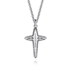Best Gabriel & Co. 22 Inch 925 Sterling Silver Diamond Cross Pendant Necklace