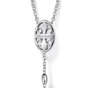 Gabriel & Co. 27 Inch 925 Sterling Silver Diamond Cross Rosary Solid Men's Link Chain Necklace