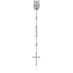 Gabriel & Co. 27 Inch 925 Sterling Silver Diamond Cross Rosary Solid Men's Link Chain Necklace