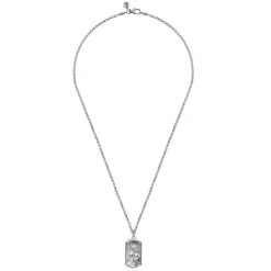 New Gabriel & Co. 22 Inch 925 Sterling Silver Dog tag Pendant Necklace With Skull