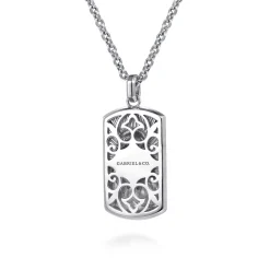 New Gabriel & Co. 22 Inch 925 Sterling Silver Dog tag Pendant Necklace With Skull
