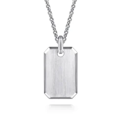 Hot Gabriel & Co. 22 Inch 925 Sterling Silver Dog Tag Pendant Necklace