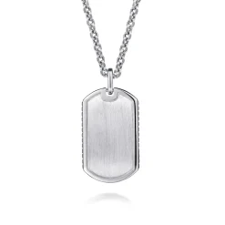 Discount Gabriel & Co. 22 Inch 925 Sterling Silver Dog Tag Pendant Necklace