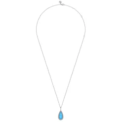 Discount Gabriel & Co. 24 inch Sterling Silver Faceted Rock Crystal Turquoise Bujukan Teardrop Necklace