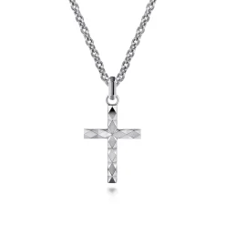 New Gabriel & Co. 22 Inch 925 Sterling Silver Faceted Cross Pendant Necklace