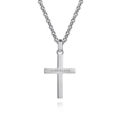 New Gabriel & Co. 22 Inch 925 Sterling Silver Faceted Cross Pendant Necklace