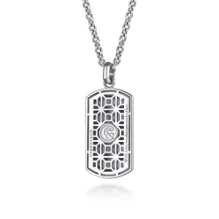 Discount Gabriel & Co. 22 Inch 925 Sterling Silver Garnet Dog Tag Pendant Necklace With Dagger