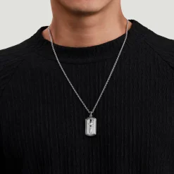 Discount Gabriel & Co. 22 Inch 925 Sterling Silver Garnet Dog Tag Pendant Necklace With Dagger