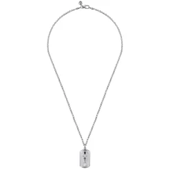 Discount Gabriel & Co. 22 Inch 925 Sterling Silver Garnet Dog Tag Pendant Necklace With Dagger