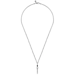 New Gabriel & Co. 22 Inch 925 Sterling Silver Garnet Dagger Pendant Necklace With Black Enamel