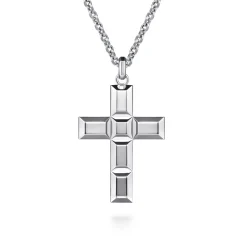 Best Gabriel & Co. 22 Inch 925 Sterling Silver Geometric Cross Pendant Necklace
