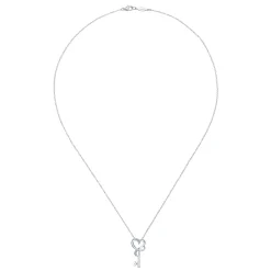 Best Gabriel & Co. 18 inch 925 Sterling Silver Heart Key Pendant Necklace with Diamonds