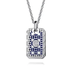 Best Gabriel & Co. 22 Inch 925 Sterling Silver Lapis Dog Tag Pendant Necklace