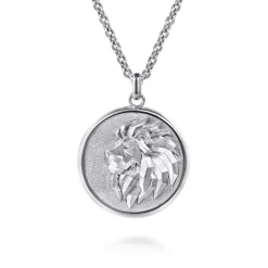 Discount Gabriel & Co. 22 Inch 925 Sterling Silver Lion Medallion Pendant Necklace