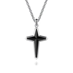 Discount Gabriel & Co. 22 Inch 925 Sterling Silver Onyx Cross Pendant Necklace