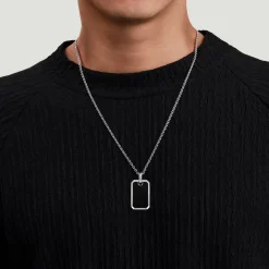 Best Gabriel & Co. 22 Inch 925 Sterling Silver Onyx Dog Tag Pendant Necklace