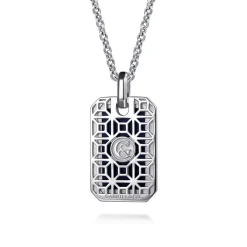 Best Gabriel & Co. 22 Inch 925 Sterling Silver Onyx Dog Tag Pendant Necklace