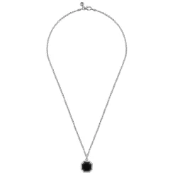 Best Gabriel & Co. 22 Inch 925 Sterling Silver Onyx Pendant Necklace