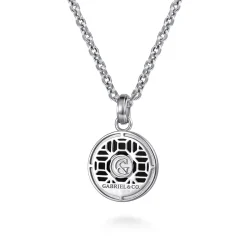 Outlet Gabriel & Co. 22 Inch 925 Sterling Silver Onyx with Skull Pendant Necklace