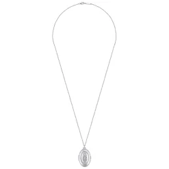 Clearance Gabriel & Co. 25 inch 925 Sterling Silver Oval Locket Necklace with White Sapphire