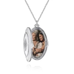 Clearance Gabriel & Co. 25 inch 925 Sterling Silver Oval Locket Necklace with White Sapphire