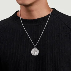 New Gabriel & Co. 22 Inch 925 Sterling Silver Round St. Christopher Protect US Pendant Necklace