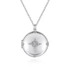 New Gabriel & Co. 25 inch 925 Sterling Silver Round White Sapphire Starburst Locket Necklace