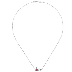 Hot Gabriel & Co. 18 inch 925 Sterling Silver Ruby Pave Love Necklace