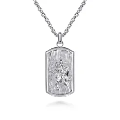 Discount Gabriel & Co. 22 Inch 925 Sterling Silver Saint Christopher Dog Tag Pendant Necklace