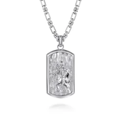 Clearance Gabriel & Co. 22 Inch 925 Sterling Silver Saint Christopher Dog Tag Pendant Necklace