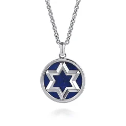 Best Gabriel & Co. 22 Inch 925 Sterling Silver Star of David Lapis Pendant Necklace