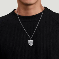 Best Gabriel & Co. 22 Inch 925 Sterling Silver St. Michael Dog Tag Pendant Necklace