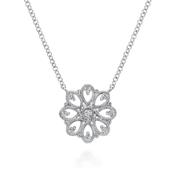Outlet Gabriel & Co. 18 inch 925 Sterling Silver White Sapphire Filigree Pendant Necklace