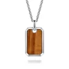 New Gabriel & Co. 22 Inch 925 Sterling Silver Yellow Tiger Eye Dog Tag Pendant Necklace