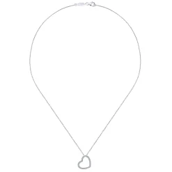Best Gabriel & Co. 18 inch Tilted 14K White Gold Open Heart Diamond Pendant Necklace