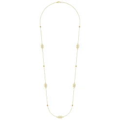 Best Gabriel & Co. 30 inch Vintage Inspired 14K Yellow Gold Filigree Station Necklace