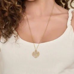 Clearance Gabriel & Co. 24 inch Vintage Inspired 14K Yellow Gold Heart Shaped Filigree Diamond Locket Necklace