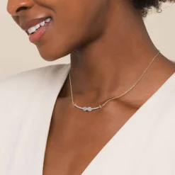 Clearance Gabriel & Co. Infinity - 14K White and Yellow Gold Bujukan Diamond Infinity Bar Necklace