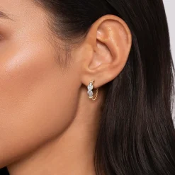Outlet Gabriel & Co. Infinity - 14K White and Yellow Gold Bujukan Diamond Infinity Intricate Hoop Earrings