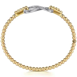Clearance Gabriel & Co. Infinity - 14K White and Yellow Gold Bujukan Diamond Infinity Bangle Bracelet