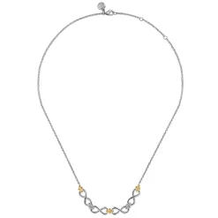 New Gabriel & Co. Infinity - 14K Yellow Gold and 925 Sterling Silver Bujukan Infinity Bar Necklace