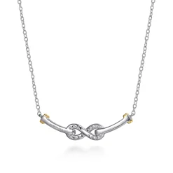 Online Gabriel & Co. Infinity - 14K Yellow Gold and 925 Sterling Silver Bujukan White Sapphire Infinity Bar Necklace