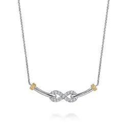Online Gabriel & Co. Infinity - 14K Yellow Gold and 925 Sterling Silver Bujukan White Sapphire Infinity Bar Necklace