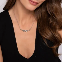 Online Gabriel & Co. Infinity - 14K Yellow Gold and 925 Sterling Silver Bujukan White Sapphire Infinity Bar Necklace