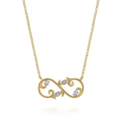 Gabriel & Co. Infinity - 14K Yellow Gold Diamond Infinity Floral Necklace