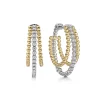 Gabriel & Co. Intricate Hoop Earrings 14K White and Yellow Gold Diamond 0.5ct Bujukan