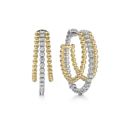 Gabriel & Co. Intricate Hoop Earrings 14K White and Yellow Gold Diamond 0.5ct Bujukan