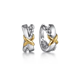 Online Gabriel & Co. Intricate Hoop Earrings 14K Yellow Gold and 925 Sterling Silver 15mm Bujukan